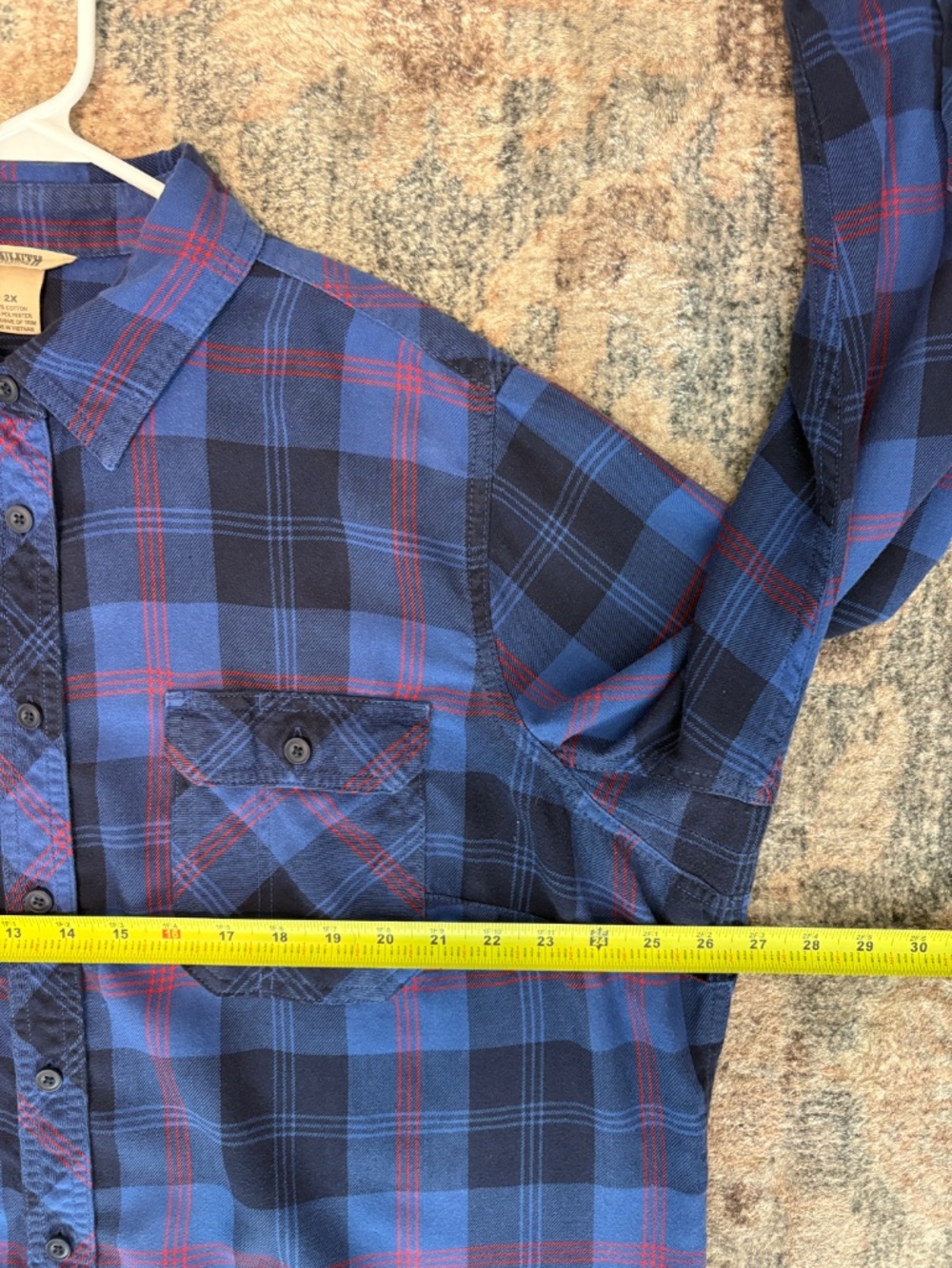 Duluth Trading Co 89801 Women's Blue Plaid Crosscut Wicking Flannel Shirt Top 2X - Picture 9 of 11